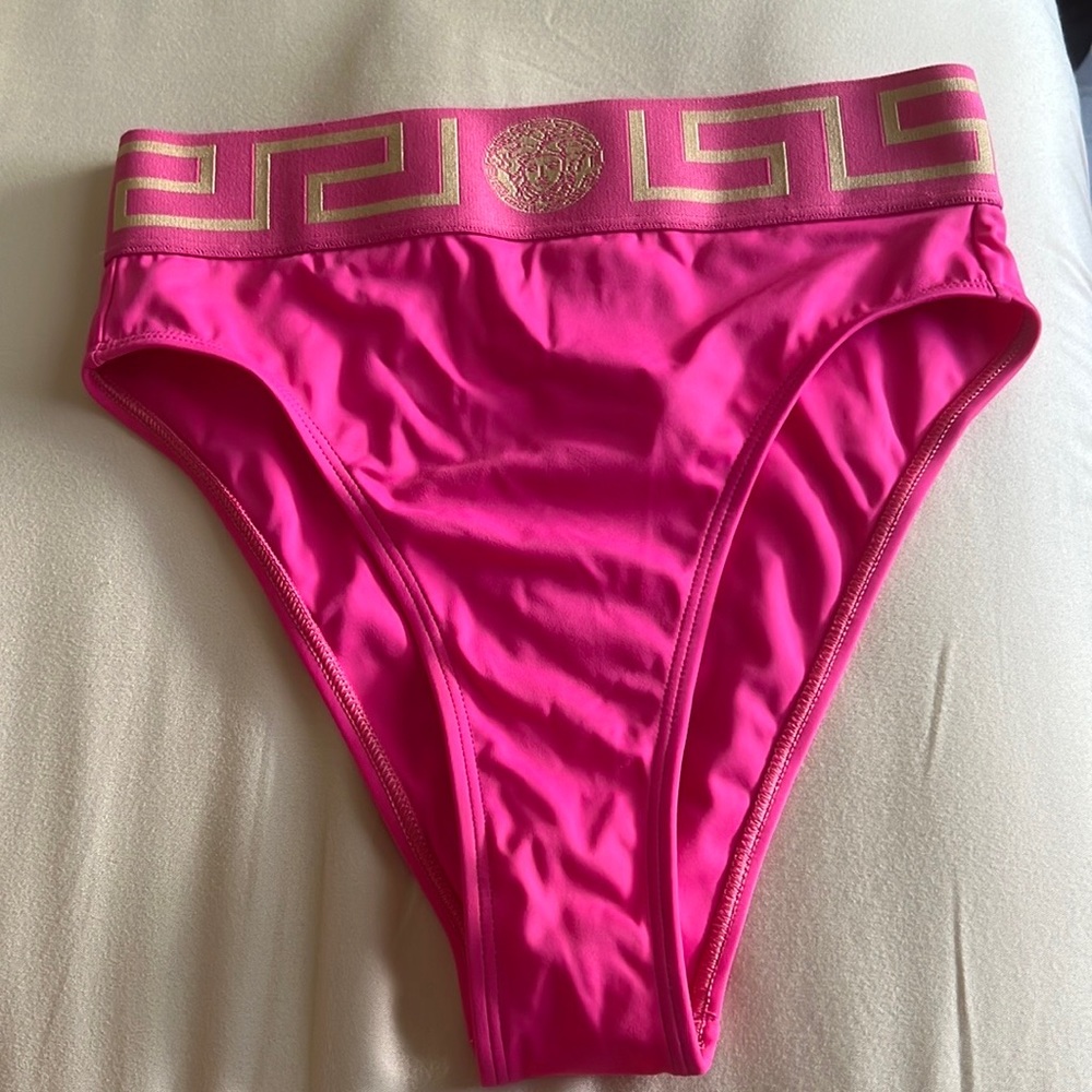 Versace Pink Bikini Bottom with Gold Accents